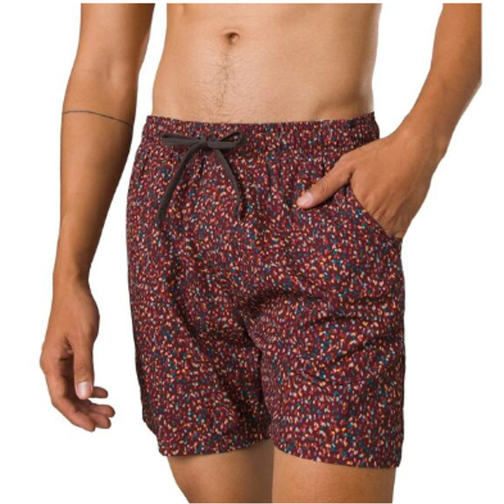 PRANA Men's Plunge Swim Shorts XL Red Cacao Alotta Dots 6" Inseam Liner NWT